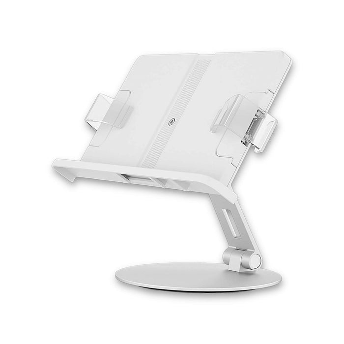 book stand with 360° swivel base, adjustable height, ideal for books, tablets, and more. Available at TaMiMi Projects, Qatar.