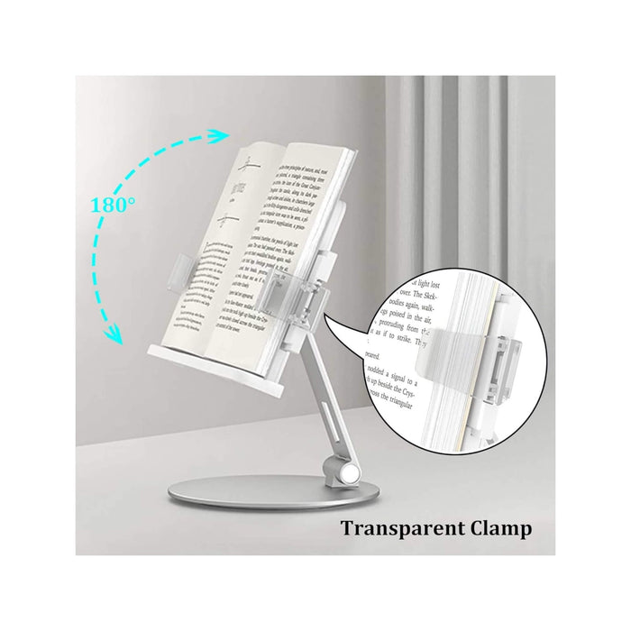 book stand with 360° swivel base, adjustable height, ideal for books, tablets, and more. Available at TaMiMi Projects, Qatar.