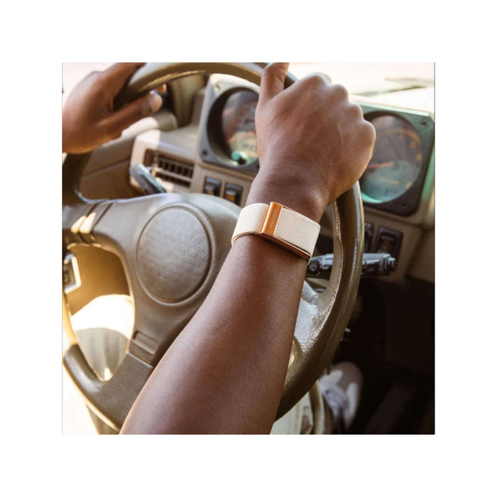 Sand Dune Rose Gold SuperKnit Luxe Band for WHOOP, elegant & durable, available at TaMiMi Projects in Qatar.