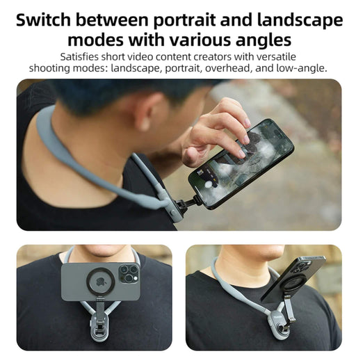 Magnetic Quick Release Neck Mount for hands-free shooting, flexible gooseneck, MAGSAFE compatible. Available at TaMiMi Projects, Qatar.