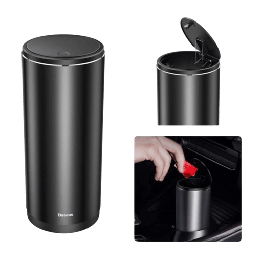 Baseus Gentleman Style 500ml Trash Can, durable and compact, ideal for cars and desktops, available at TaMiMi Projects Qatar.