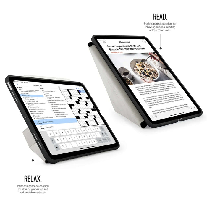 iPad Air 13-inch 2024 Origami No1 Original Case with clear back, 5-position foldable cover, and Apple Pencil storage. Available at TaMiMi Projects in Qatar.