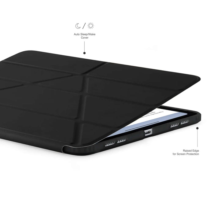 Origami No1 Original Case for iPad Air 13-inch 2024, offering a transparent back, 5-way stand, and Apple Pencil charging without removing the case. Available at TaMiMi Projects in Qatar.