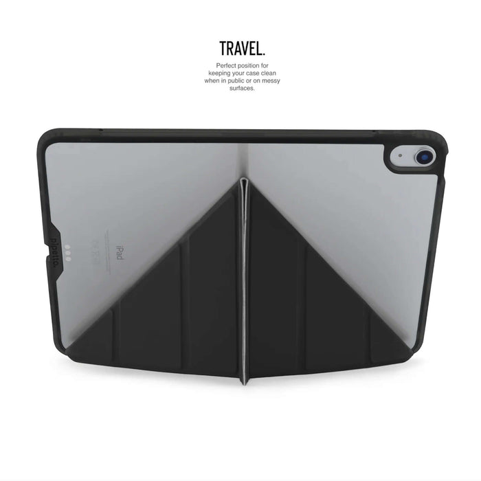 iPad Air 13-inch 2024 Origami No1 Original Case with a clear back and versatile 5-way folding cover. Includes a slot for storing and charging the Apple Pencil. Available at TaMiMi Projects in Qatar.