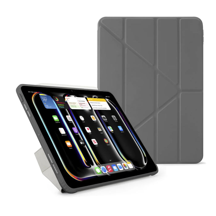 Grey Pipetto case for iPad Pro 11-inch 2024 with transparent back 5-way stand at TaMiMi Projects in Qatar
