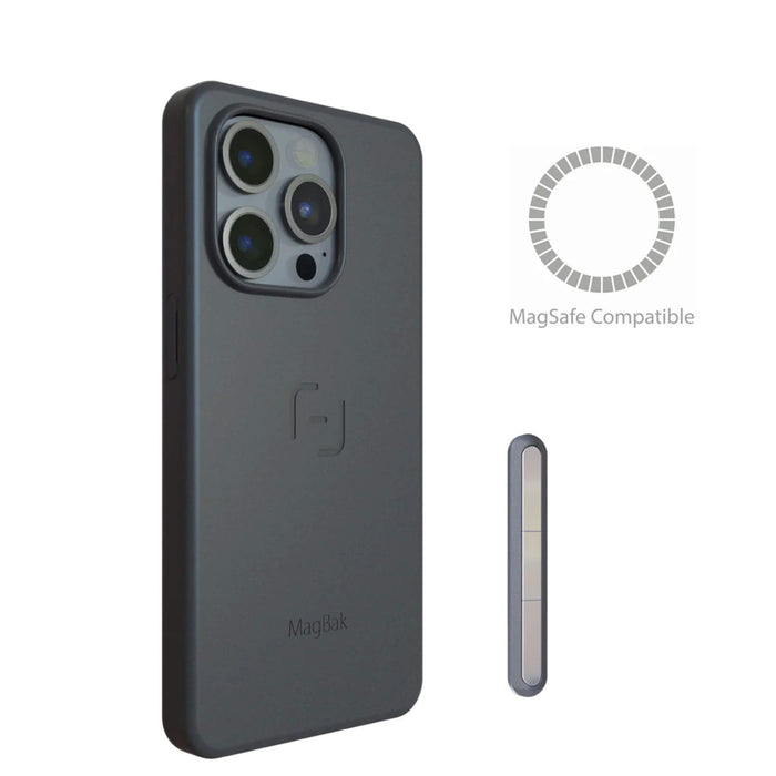 MagBak Case for iPhone 14 Pro, MagSafe compatible, gray color, slim protection by TaMiMi Projects, Qatar