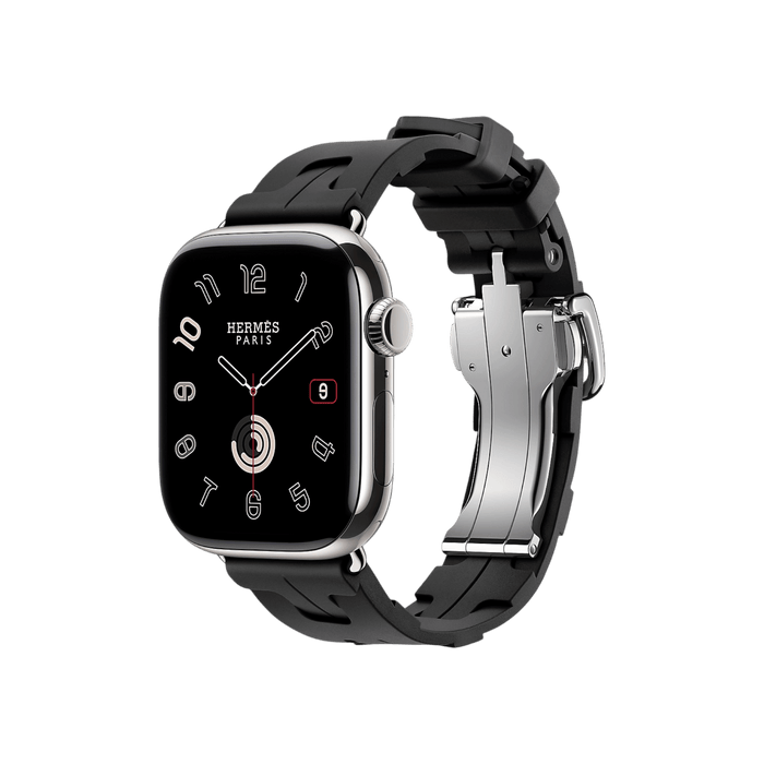 Apple Watch Hermès S10, 42mm Silver Titanium with Noir Kilim