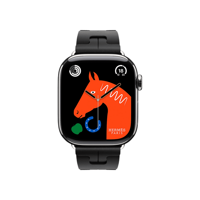 Apple Watch Hermès S10, 42mm Silver Titanium with Noir Kilim