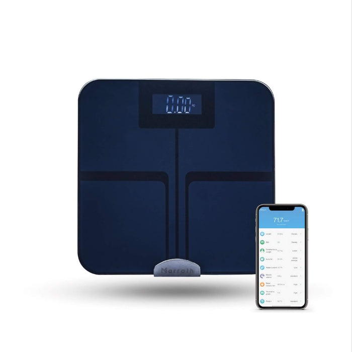 Smart WiFi body fat scale measuring 12 health metrics with Marrath app sync - Available at TaMiMi Projects in Qatar.