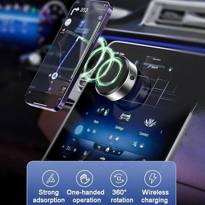 ‫حامل هاتف مغناطيسي للسيارة مع شفط فراغي قوي، قابل للتدوير 360 درجة، يمكن تثبيته على الأسطح الملساء مثل الزجاج والمرايا، يوفر ثباتاً وأماناً للهاتف أثناء القيادة.‬ ‫‬